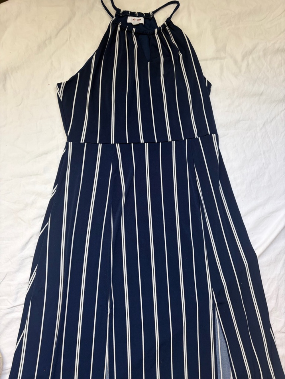 Navy and White Vertical Stripe long dress